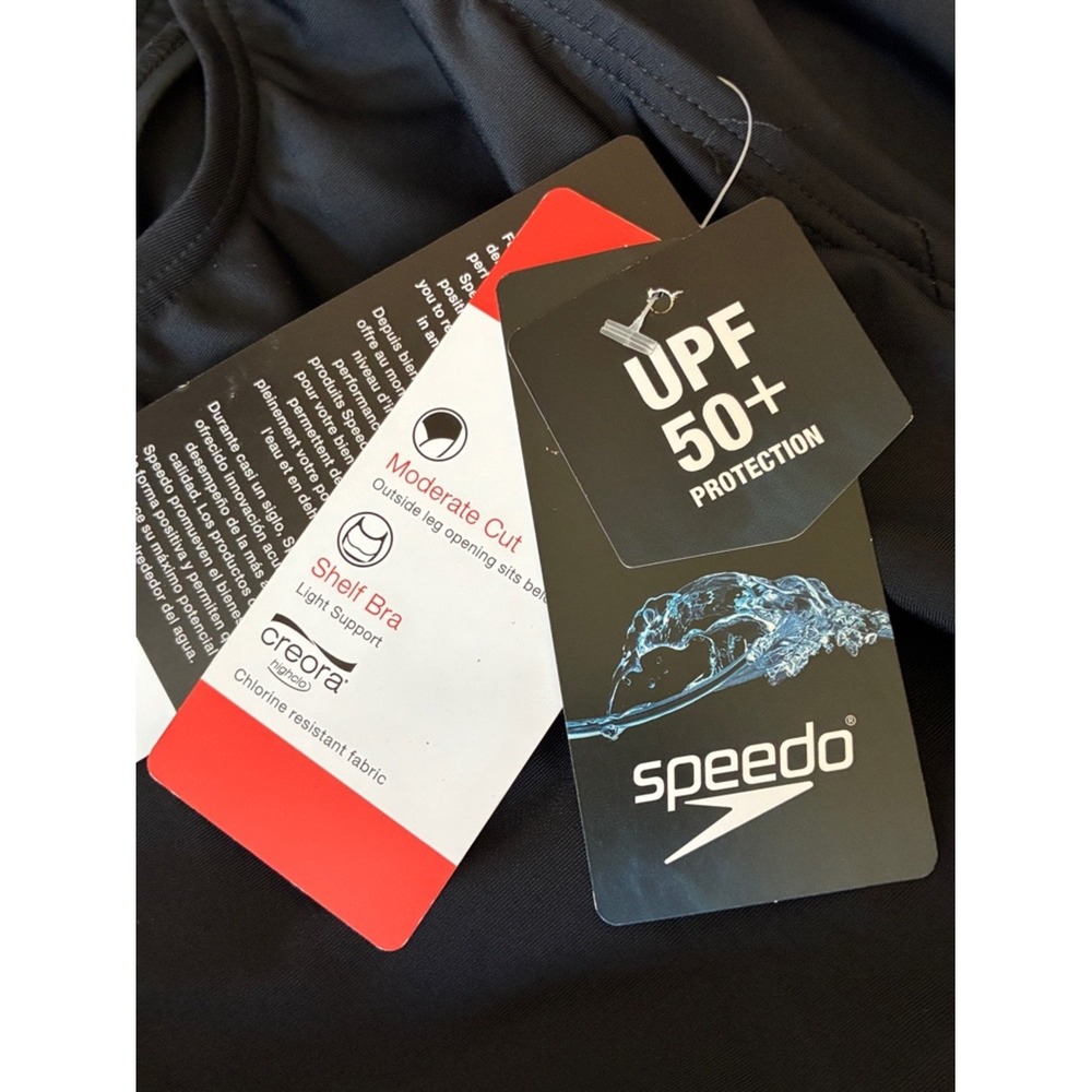New SPEEDO Size 10 Black UPF 50 Moderate Ultraback PowerFLEX One Piece Swimsuit - Picture 8 of 11